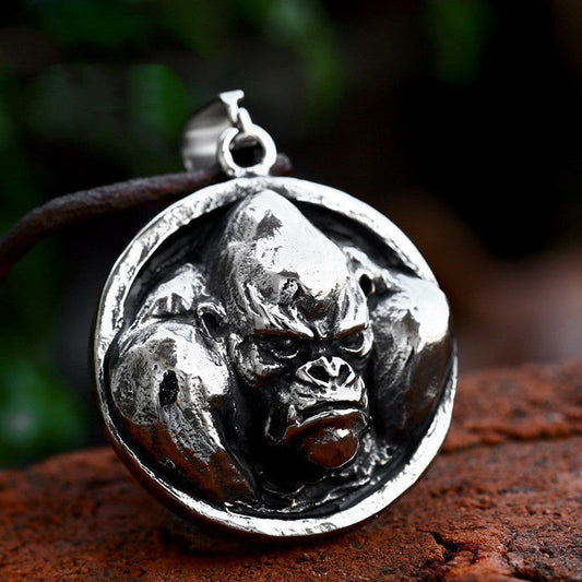 Cast Stainless Steel Gorilla Necklace Pendant