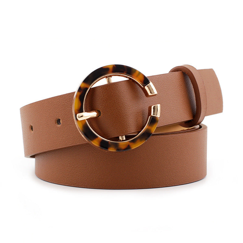 Leopard print buckle belt