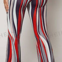 Striped High Waist Flared Leg Pants