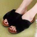 Cross hair slippers women flat bottom