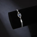 Fashion Blue Eyes Evil Palm Silver Plated Bracelet