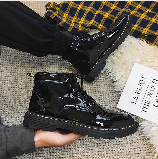 Winter Net Celebrity Same Paragraph Shiny Tooling High-top Shoes And Boots