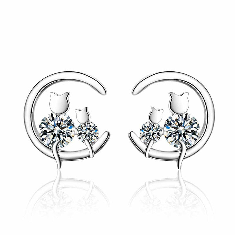 Women's Sweet Single Diamond Cat Ear Studs