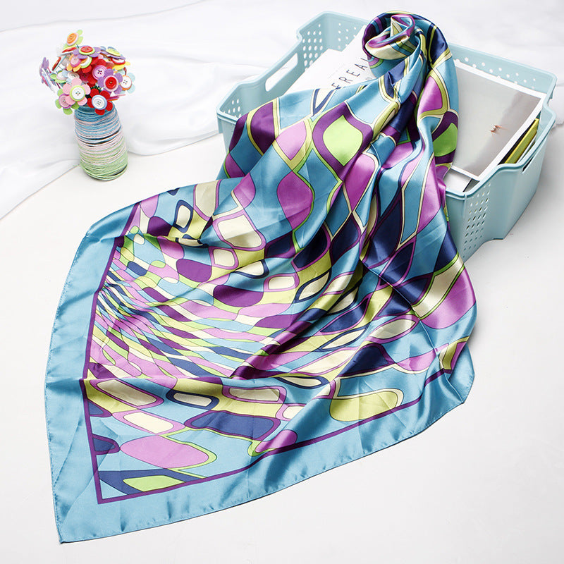 Water Ripple Printed Scarf Satin Satin Shawl Scarf