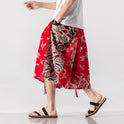 Men's Loose-fitting Chinese Style Elephant Flower Cropped Large Trunks Radish Beach Flower Pants