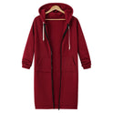 Hooded Long Sleeve Sweater Fleece Long Jacket