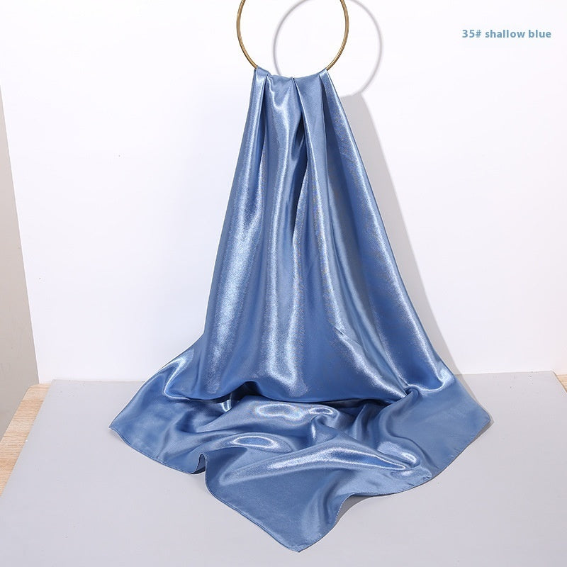 Pure Color Silk Scarf Artificial Silk 90cm Shiny Satin Shawl