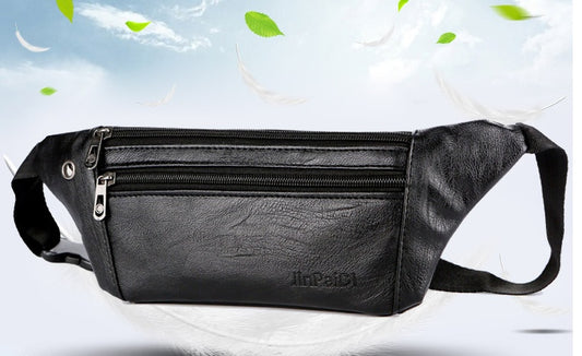 Ultra-thin PU Men's Belly Phone Waist Bag