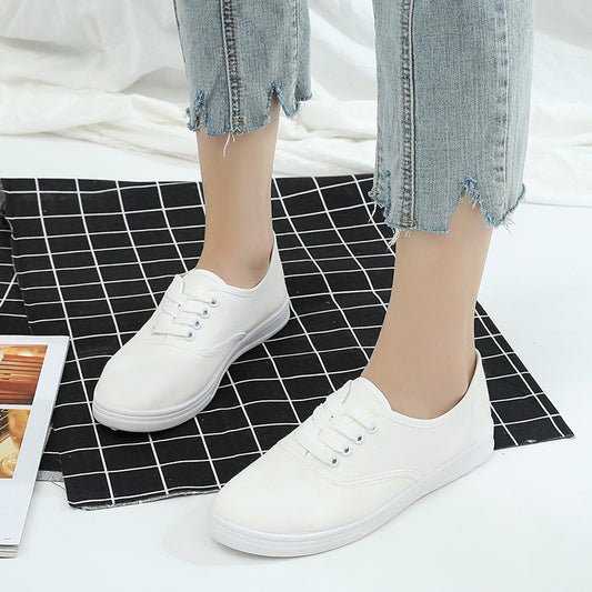 Lace-up canvas shoes wild Korean white student shoes