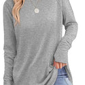 Solid Color Split-finger Long-sleeved Shirt Loose Mid-length