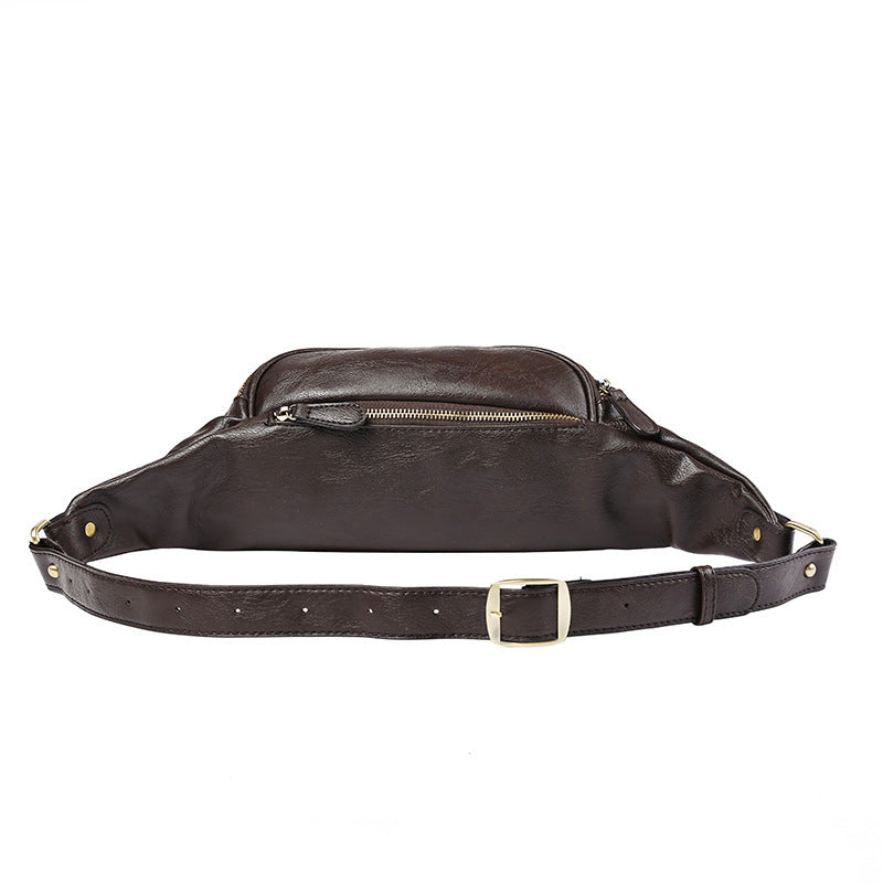 Leather men's small chest bag