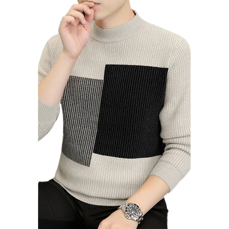 Autumn And Winter Thickened Warm Knitted Bottoming Sweater Men