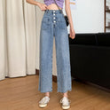 Women's High-waist Straight-leg Pants Loose Jeans