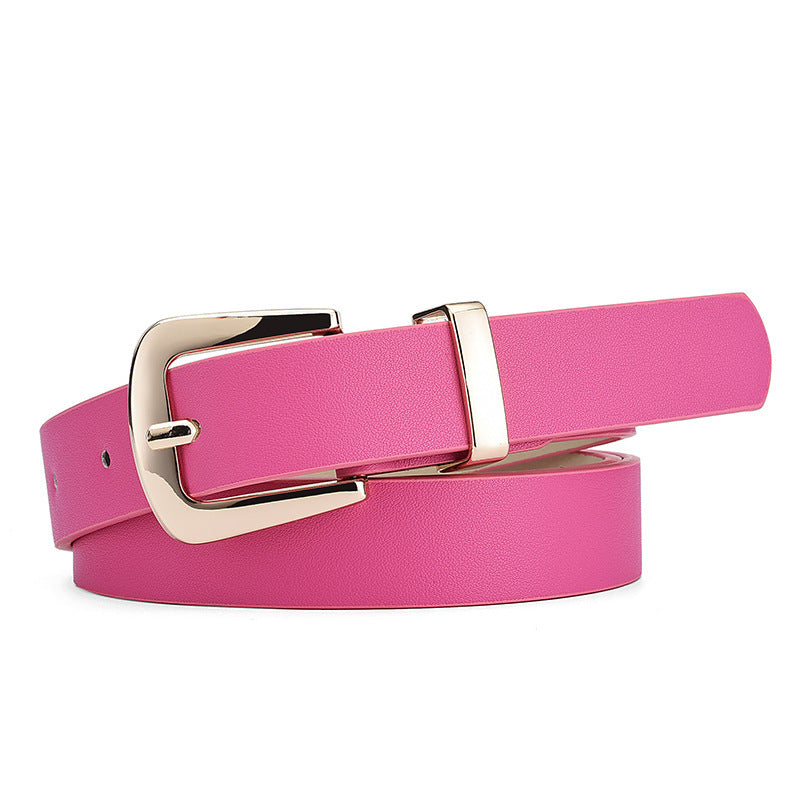 Simple Lady Candy Color Elegant Decoration Belt Gold Buckle Fashion All-match Student