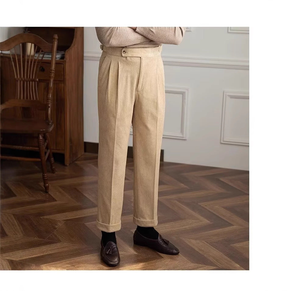 Autumn And Winter Corduroy Smooth Ankle-length Pants Men