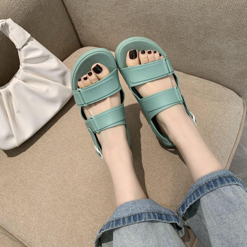 Korean Style Solid Color Casual PVC Outer Wear Sandals