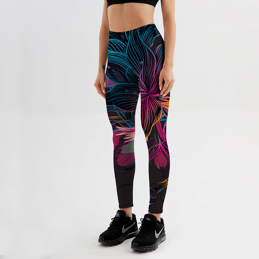 Floral And Petal Print Women's Leggings Sexy Fitness Pants