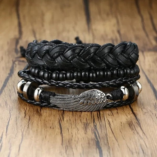 Leather Woven Multi-layer Suit Wing Bracelet