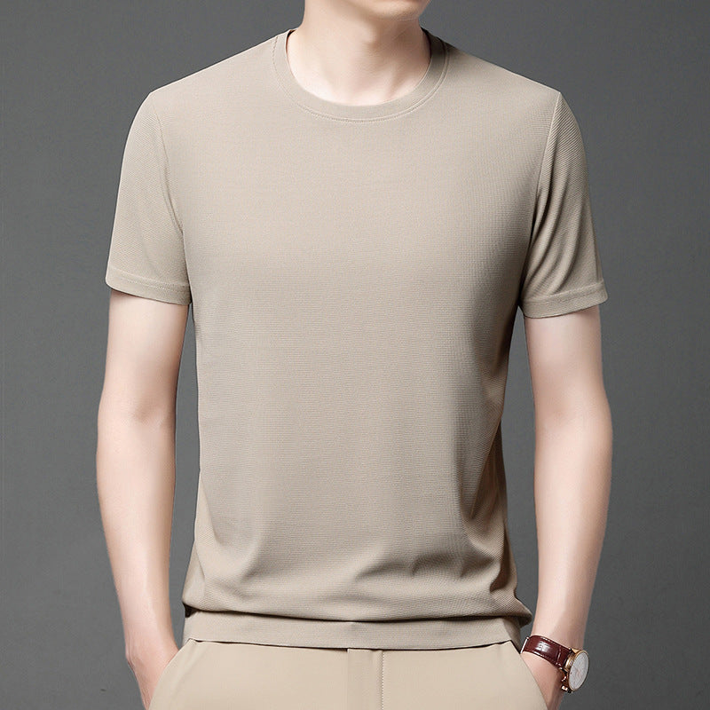 Waffle Crew Neck T-shirt Men's Summer Short Sleeve Quick-drying Classic Casual Loose Thin Top