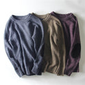 Men's Casual Round Neck Pullover Sweater Patch Raglan Sleeve