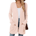 Solid Color Pocket Long Sleeve Bottoming Cardigan Knitwear