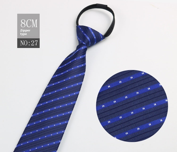 Black Men's Tie Striped Blue Business Tie Lazy Zip Tie In Stock Wholesale Pull Peels