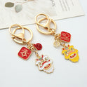 Creative Lion Dance Chunfu Alloy Keychain