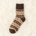 Winter Socks With Snow Boots Women's Mid Tube Stockings Diamond Lattice