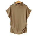 Turtleneck Top Bat Sleeve Short Sleeve T-shirt