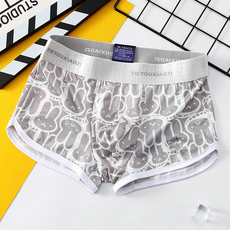 Men's Personalized Printed Nude Feel Boxer Ice Silk Underwear