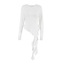 White Knitted Fabric Round Neck T-shirt