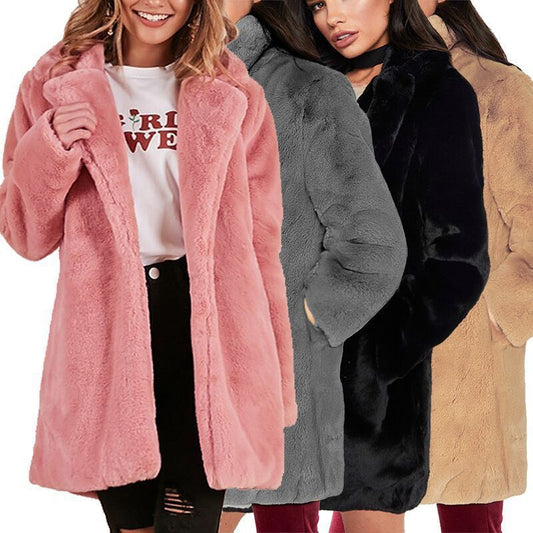 Rabbit fur faux fur coat