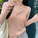 Solid Color Peter Pan Collar Knitwear Comfortable Soft Bottoming Shirt