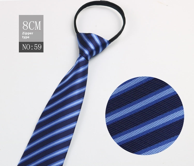 Black Men's Tie Striped Blue Business Tie Lazy Zip Tie In Stock Wholesale Pull Peels