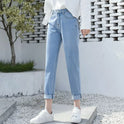 Korean version versatile loose straight denim