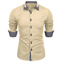 Collar Stitching Plaid Lapel Shirt European And American