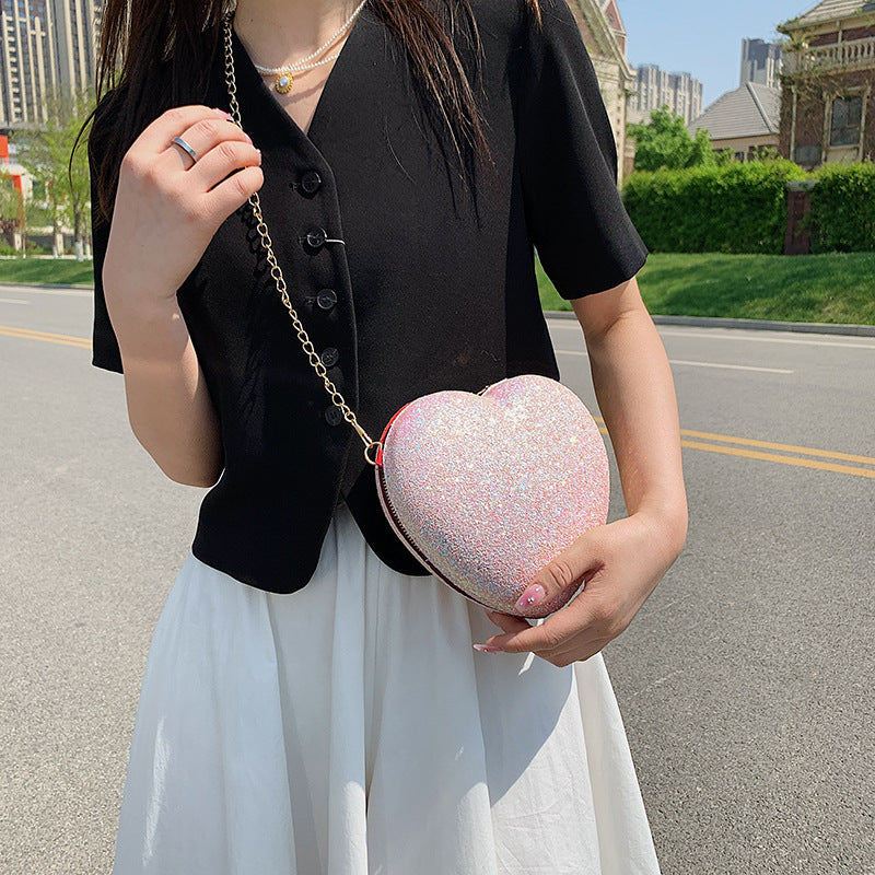 Women's Peach Heart Crossbody Shoulder Underarm Bag