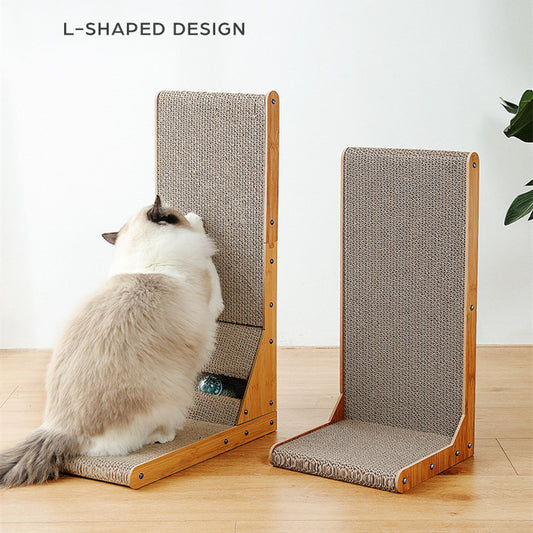 Pet Cat L-type Vertical Cat Scratch Board Scratch-resistant Wear-resistant Corrugated Paper Cat Scratch Board With Ball Toy Supplies