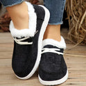 European And American Flat Heel Low Cut Round Head Fleece-lined Thick Furry Warm Women