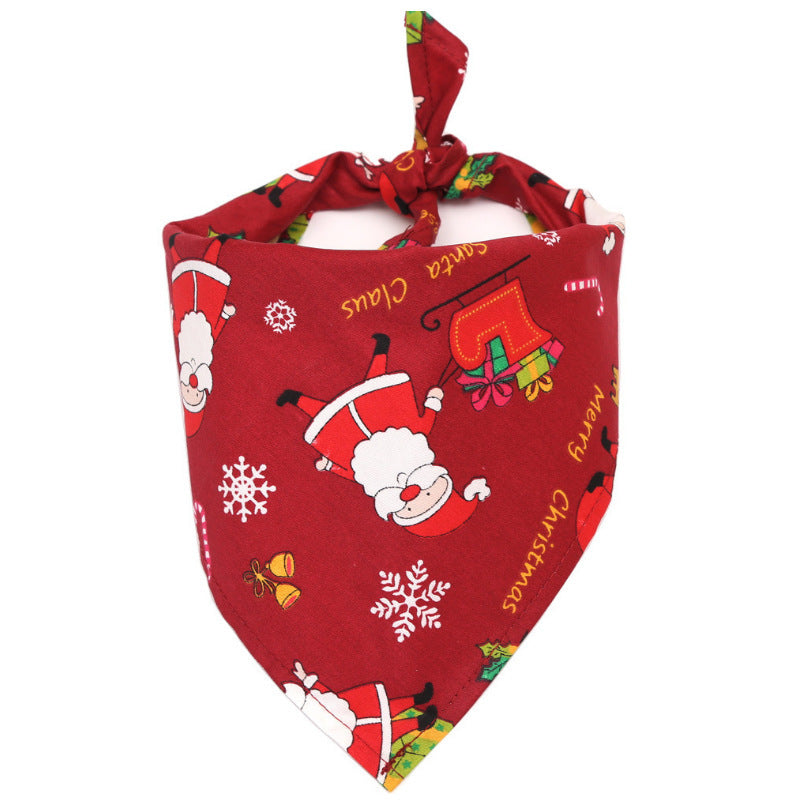 Pet Dog Christmas Print Triangle Scarf