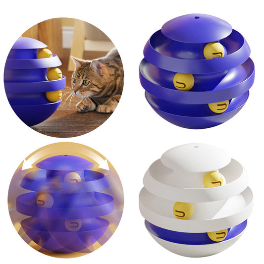 3 Layers Cat Toy Interactive Tower Turntable Toys Cat Turntable Toys With Ball Pet Training Tumbler Toy Cat Accessories