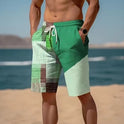 New Summer Breathable Hawaiian Printed Plaid Men's Shorts