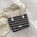 Popular One Shoulder New Simple Plaid Tote