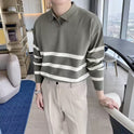 Men's Striped Contrast Color Casual All-matching Tops