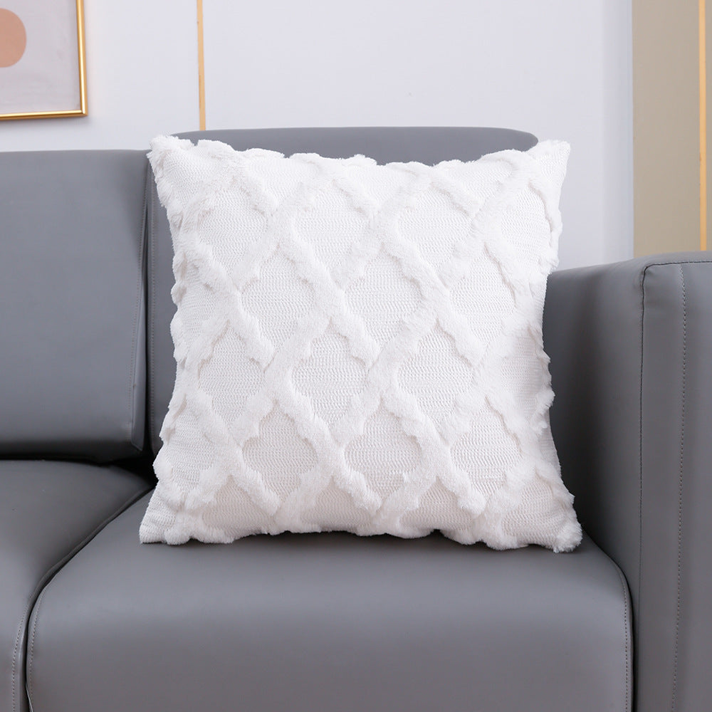 Plush Embroidered Diamond Pillow Cover