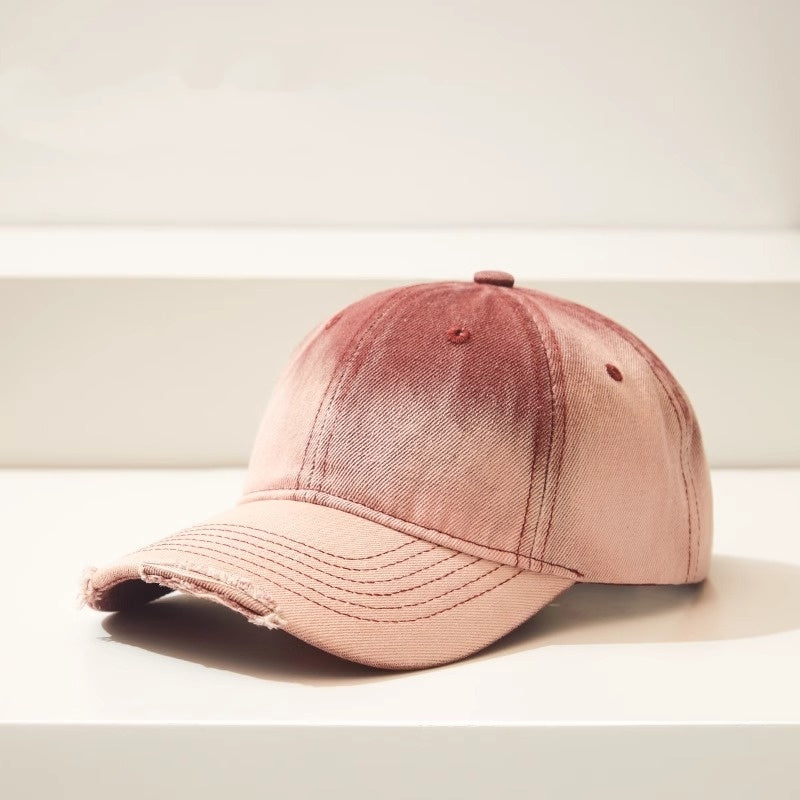 Distressed Gradient Denim Casual All-match Ripped Baseball Cap