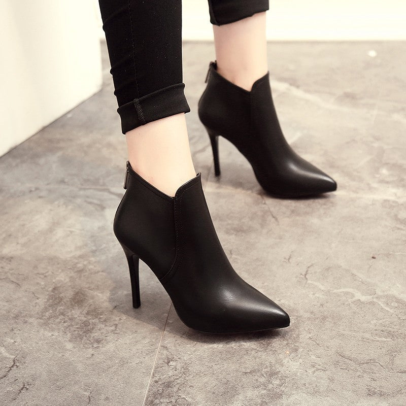 Women's New High-heeled Pointed And Ankle Stiletto Martin Boots