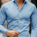 Business Lapel Shirt Solid Color Long Sleeve Casual