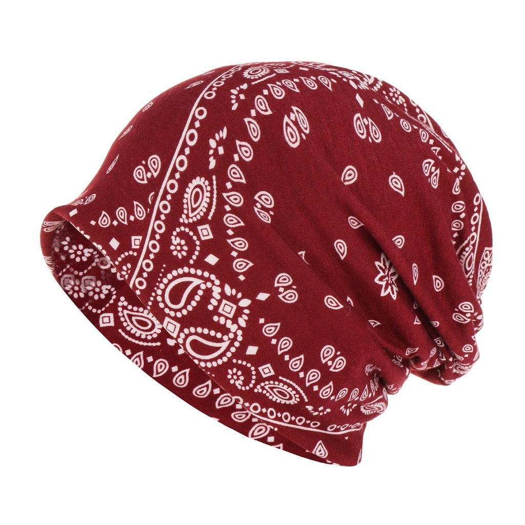 Soft Thin Cotton Men And Women Printed Paisley Pattern Fashion Sleeve Cap