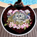 Scary Skull Round Beach Towel Fiber Picnic Mat